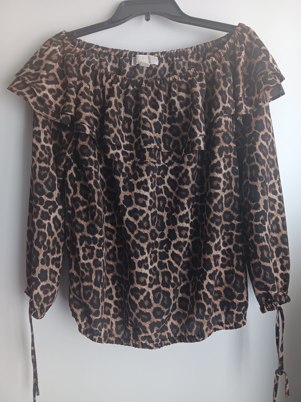 MICHAEL Michael Kors Brown Leopard Off-Shoulder Tunic